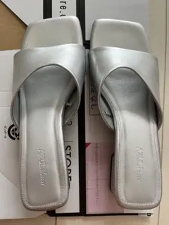 シルバー　オープントゥ サンダル Lサイズ