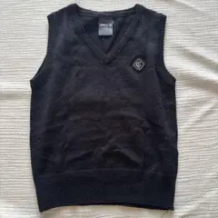 コムサイズム　黒のVネックニットベスト 110