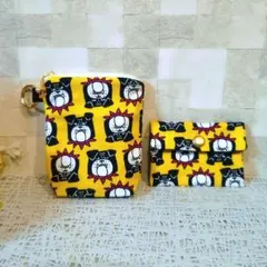 いぬ柄　ポーチ2点セット　ミニポーチ　仕分けポーチ　犬　ブルドッグ　イヌ