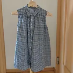 earth　ノースリーブ ギンガムチェック チュニック