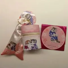 mofusand モフサンド スカーフチャーム付きポーチ コースター付き ピンク