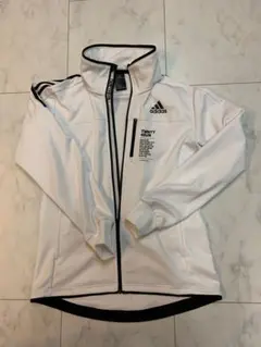 adidas アディダス　ジャージ　上　白　収納できる帽子付き