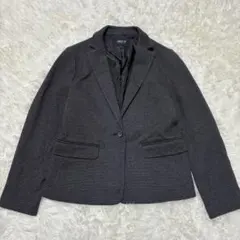 美品コムサイズムCOMMECAISM千鳥柄テーラードジャケット11号黒ブラック冬