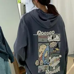 XLレディース パーカー スヌーピー 長袖 フード カジュアル ストリート o