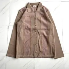 カーディガン 襟付き 毛100% M レナウン 昭和レトロ 淡色コーデ 訳ありのサムネイル
