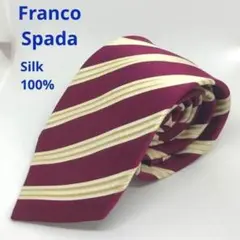 Franco Spada ネクタイ　ワインレッド×白金　ストライプ　絹100％