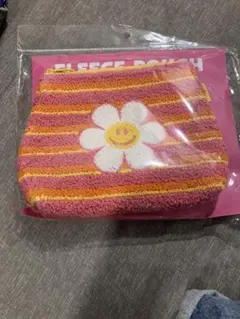 フリースポーチ 花デザイン ストライプ