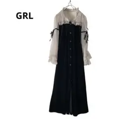 GRL グレイル ベロアXチュールワンピース M