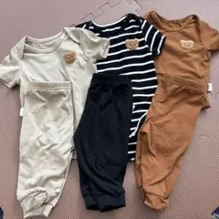 新生児　ボディースーツ　肌着　上下セット　3セット　50 60 70 男の子