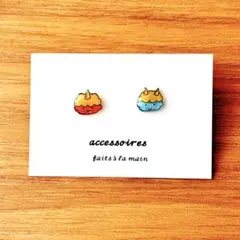 ハンドメイド　ピアス　鬼　赤鬼　青鬼　節分