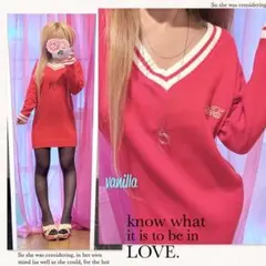 【CECIL Mc BEE】ロゴ刺繍 コカ・コーラ オーバーサイズ ニットワンピ