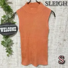 【SLEIGH】リブ編みニットタングトップトップス オレンジ　オフネック