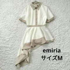 emiria アシンメトリーバイカラーヘムブラウス ベージュ Mのサムネイル