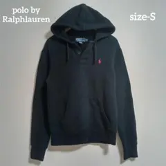 90s ポロラルフローレン レア Sプルオーバー スウェットパーカー 裏起毛黒
