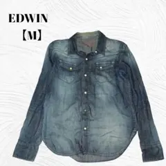 古着　EDWIN エドウィン【M】ヴィンテージウエスタンシャツ　デニムシャツ