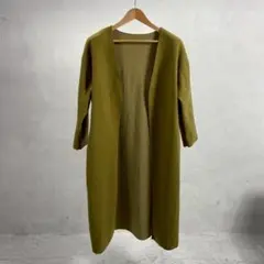 ロングカーディガン レディース M カーキ系 ガウンコート ロング丈 羽織り