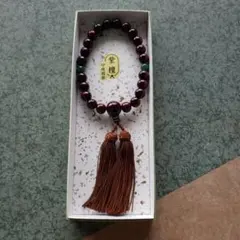 蔵出し特価　紫檀と印度翡翠の数珠 正絹房　全長２４cm正絹房付き　(４)