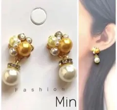 黄緑系 ビジュー ピアス イヤリング変更可 ハンドメイド - メルカリ