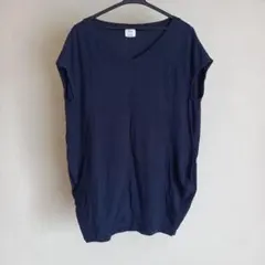 半袖Tシャツ ネイビー　ロング丈のサムネイル