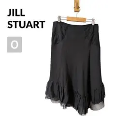 JILL STUART ジルスチュアート フレアスカート 膝丈 シルク O 黒