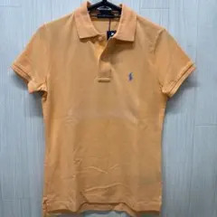 ポロ　ラルフローレン　スキニー半袖ポロシャツ オレンジ　S USED 難あり