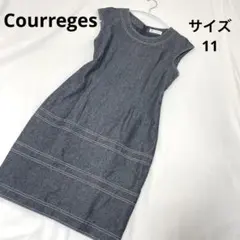 Courregesブラックデニムストレート半袖ワンピースのサムネイル