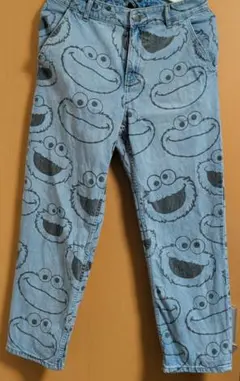 H&M DIVIDED クッキーモンスター柄デニムパンツ 38