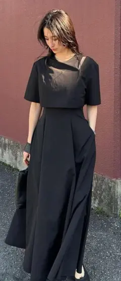【美品】クラネ　ワンピース クラネ CLANE STRAIGHT LINE VOLUME PUFF ONE PIECE ストレート