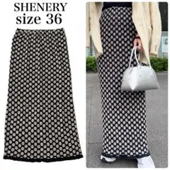 SHENERY シャーリングフラワーロングスカート　サイズ36 ブラック 花柄