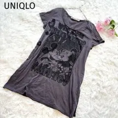 ユニクロ　ディズニー コラボTシャツ　半袖　ミッキー　ミニー　グレー　黒　【L】