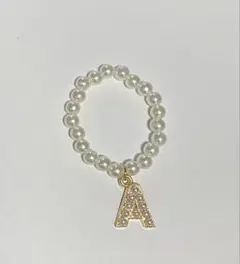 Labubu用10cm パールネックレス Aイニシャルチャーム付き ハンドメイド