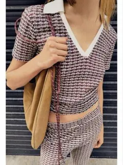 ジャガードポロシャツ　レトロ　ZARA