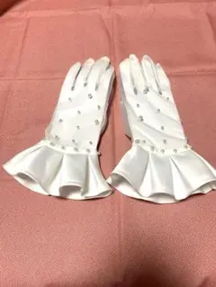 ウェディンググローブ ホワイト パールフリル付き