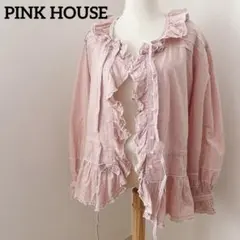 PINK HOUSE　リボンフリルブラウス　チュニック　ギンガムチェック