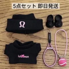 匿名 Labubu服 ラブブ 女の子 黒とピンク 5点セット テニス 着せ替え服
