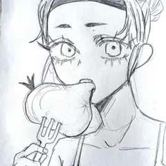 手描きオリジナルイラスト 原画 女の子　もち