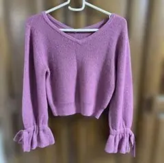 JILLSTUART 袖 リボン フリル ショート丈ニット