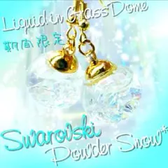 液体ガラスドーム スワロフスキー スノードーム ピアス左右 期間限定 クリスタル