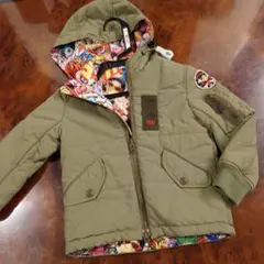 HGオリーブグリーン中綿コート ヒスミニ　カーキ　クリーニング済