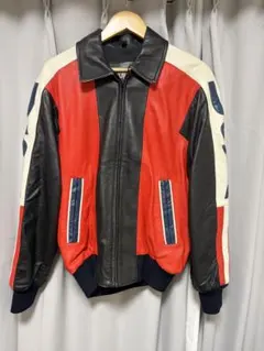 国産ヴィンテージ ファンクション レーシングライダース LL 黒赤 本革 国産ヴィンテージ ファンクション レーシングライダース LL 黒赤 本革