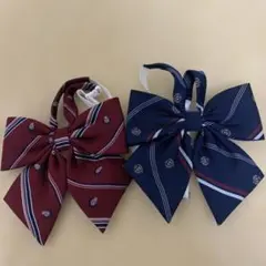 イーストボーイ　ストライプリボン2点セット（ワインレッド・ネイビー）