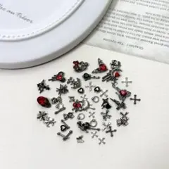 地雷 まとめ売り スカル 骸骨 十字架 クロス 赤 Y2K ネイル パーツ