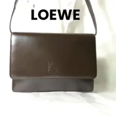 LOEWE アナグラム レザー ショルダーバッグ ダークブラウンのサムネイル