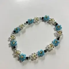 ハンドメイド ビーズブレスレット フラワーモチーフ