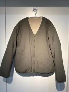 リバーシブル キルティング ボア ジャケット カーキ