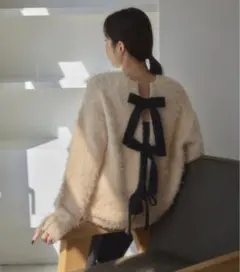 【週末限定】EMMEL REFINES シャギーリボン2WAYニットプルオーバー