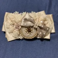 リボンとパール装飾のヘアクリップ
