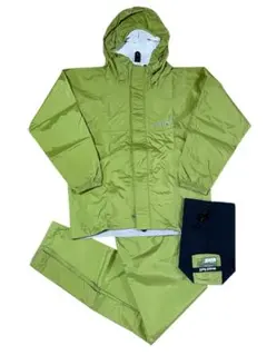 美品mont-bell レインスーツ 130 ライトグリーン