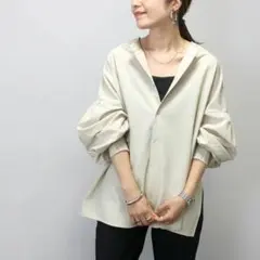 ソブ 袖リブシアースキッパーブラウス オーバーサイズ ゆったりめ