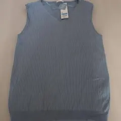 Vネック ニットベスト ライトブルー XL